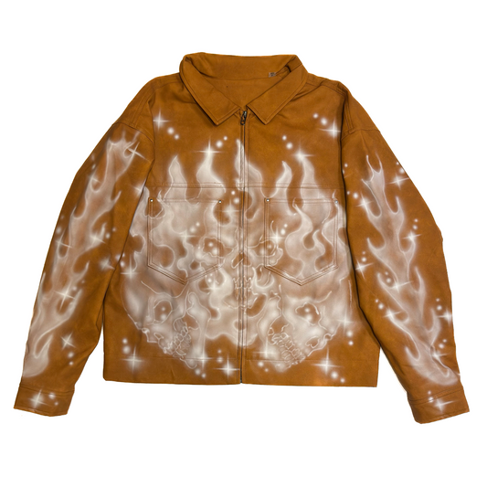 SBL#000 – “Last Man Standing” – Airbrushed Leather Mens Jacket