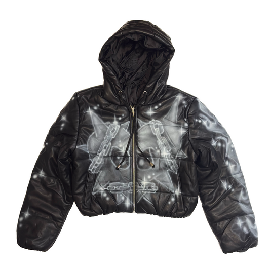 SBL#000 – “Held Together” – Airbrushed Cropped Womens Puffer